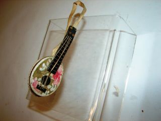 Antique Dresden Old German Mandolin Banjo Candy Container Christmas Ornament