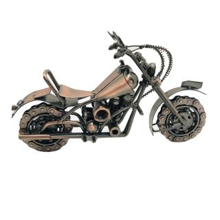 Motorcycle Sculpture Scrap Nuts Bolts Wires Copper Art Steampunk Biker Rare Gift