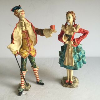 Rare Pair Italian Pottery G Pivetta Otello Rosa San Polo Venezia Figurines 1950s