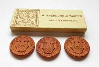 Rare Germany Rothenburg Porcelain Set 1923 3x Mark Notgeld Emergency Coin,  Box