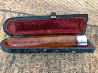 A Delightful Solid Silver And Amber Cheroot Cigarette Holder - 1895 Chester.