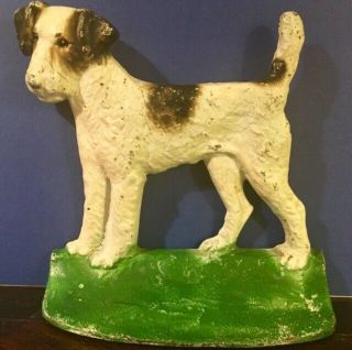 Antique Hubley Cast Iron Terrier Dog Doorstop Paint Rare