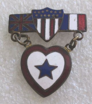 Antique Ww1 Son In Service Heart Pin - Blue Star Us Military Wwi