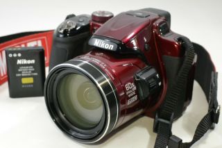 Nikon Coolpix P600 16.  0mp Digital Camera Rare Red Color W/ Strap From Japan