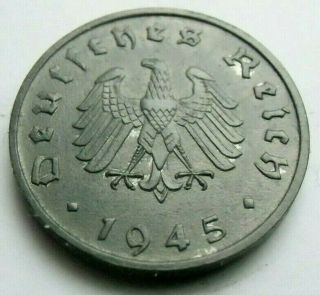 (1007) Ultra Rare German Allied Occupation 1945 F - 10 Reichspfennig Wwii Coin