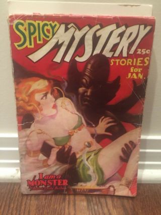 Rare January 1937 Spicy Mystery Stories Pulp Wild Gga Cover Classic Complete