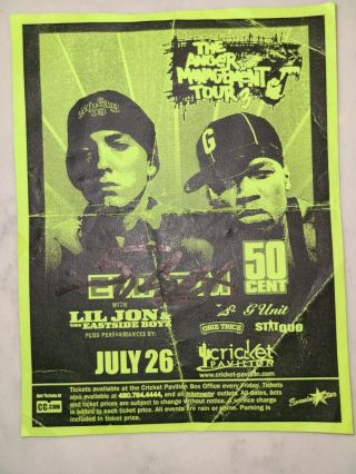 Eminem 50 Cent Signed Vtg Rap Hip Hop Show Tour Concert Flyer Proof 2005 Rare