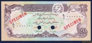 1978 Afghanistan Specimen 20 Afghanis Sh1357 P - 53as Banknote Crisp Unc Rare