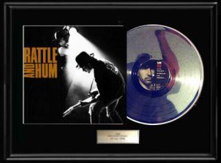 U2 Rattle And Hum Rare Framed Album White Gold Silver Platinum Tone Record Lp