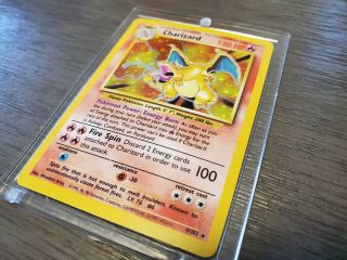 Base Set Charizard 4/102 Holo Pokemon Card Rare Near 1999 (c)