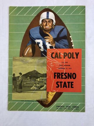 1957 Cal Poly Vs Fresno State College Football Program October 19 1957 Poly Rare