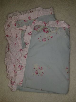 Rare Simply Shabby Chic Floral Rose Blue Pink Shams,  2 Available