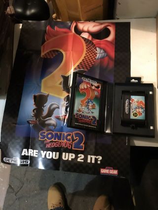 Sonic The Hedgehog 2 (genesis 1992) Complete With Special Rare Poster