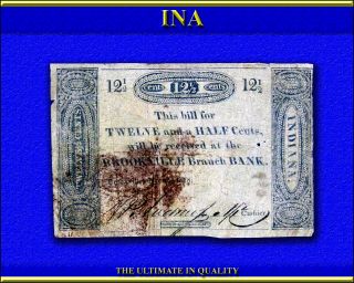 Indiana Bank Of Vincennes 12 - 1/2 Cents Payable At Brookville Branch Rare