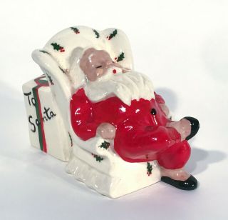 Vintage Mid Century Ceramic Santa Bank Sleeping In Chair - Sonoma Calif - Rare