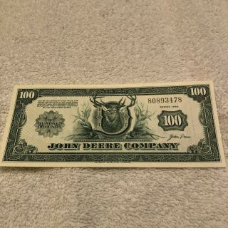 Rare John Deere Advertising 100 Dollar Bill Money