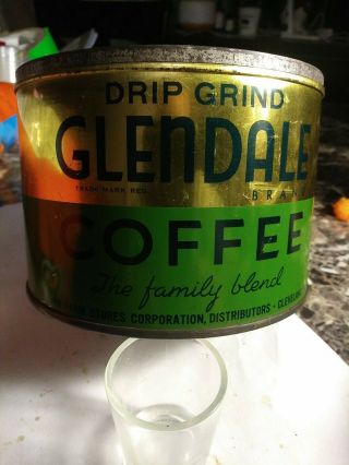 Rare Vintage Glendale Coffee Tin Can 1lb Without Lid Cleveland Ohio