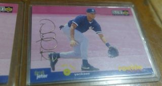 (2 Derek Jeter 1995 Upper Deck 15 Gold Signature and 1 base rookie RARE & 2