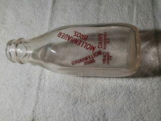 Vintage Rare One Quart Milk Bottle Mollenhauer Bros.  Rosendale Ny York