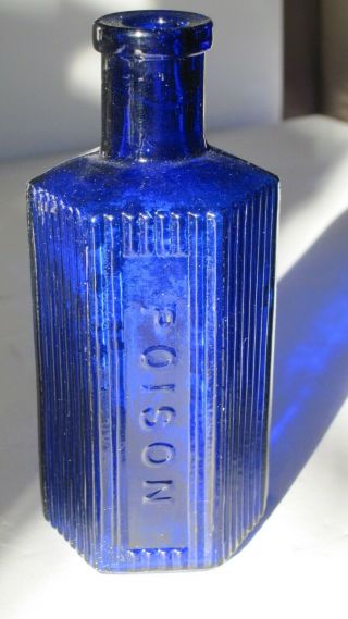 Rare 6 - Sided Studs Blue Poison Bottle Not To Be Taken 5 3/8” Tall