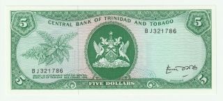 Trinidad & Tobago 1964 (1977) 5 Dollars P.  31b Rare Sign Unc