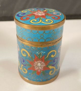 Rare Antique 19thc Chinese Cloisonné Multi Color Enamel Floral Tea Caddy Jar
