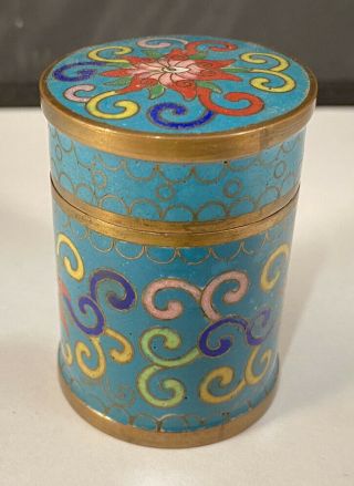 Rare Antique 19THC Chinese Cloisonné Multi Color Enamel Floral Tea Caddy Jar 2