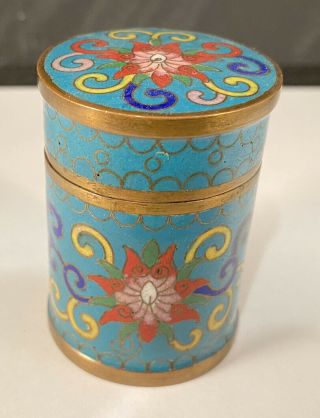 Rare Antique 19THC Chinese Cloisonné Multi Color Enamel Floral Tea Caddy Jar 3