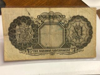 1936 (ND 1953) BAHAMAS Government ONE POUND,  QEII,  Rare Banknote,  P - 15b 2