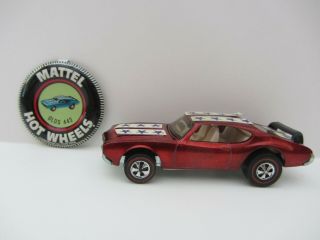 Hot Wheels Redline 1969 Red Olds 442 - Rare W/button