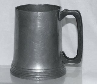 Antique Victorian Pewter Pint Glass Bottomed Tankard With Victorian C&e Marks