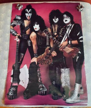 Kiss Group Poster Vintage 1983 Music From The Elder Era England Rare
