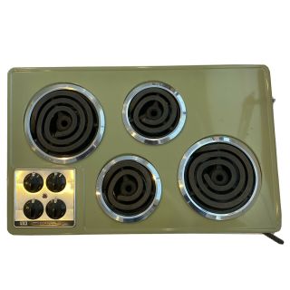 Vintage 1960s Olive Frigidaire Deluxe Electric Built In Cooktop Rare Rbb - 100