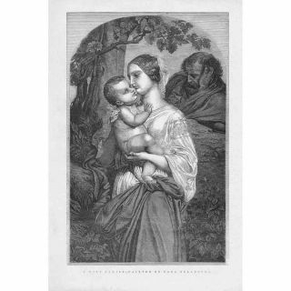 Paul Delaroche A Holy Family - Antique Print 1848