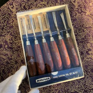 Wow Rare Vintage Marples 6 Piece Wood Carving Tools Chisels Full Set No 153