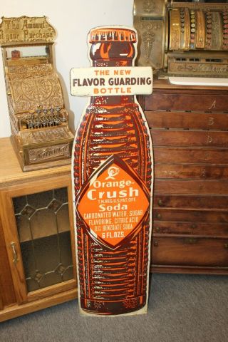 1939 Rare Orange Crush Soda Embossed Tin Bottle Advertising Sign B - 681 Ss Co