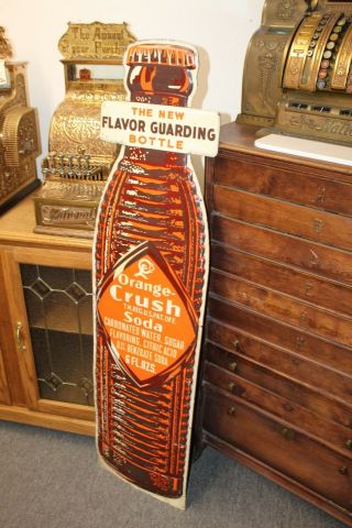 1939 RARE Orange Crush Soda Embossed Tin Bottle Advertising Sign B - 681 SS CO 6