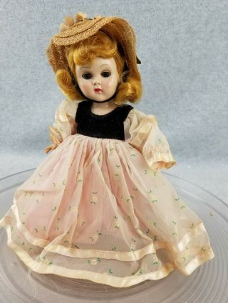 7 - 1/2 " Vintage Vogue Ginny Straight Leg Walker Doll With Tagged Medford Dress