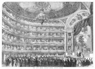 Covent Garden Theatre Staging The Royal Italian Opera - Antique Print 1856