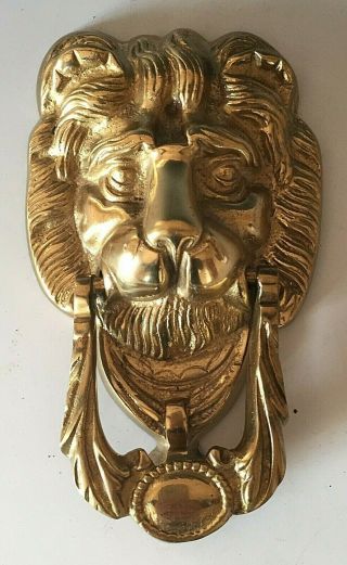 Antique Or Vintage Style Brass Door Knocker In The Form Of A Lions Head