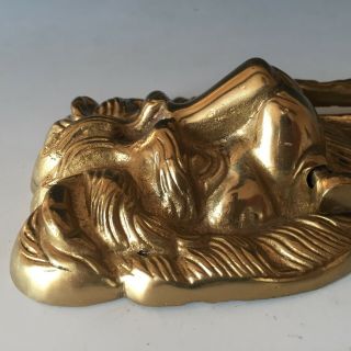 Antique or vintage style brass door knocker in the form of a lions head 3