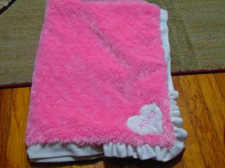 Baby Starters Xoxo Heart Pink Satin Blanket Minky Plush White Ruffle Rare/htf