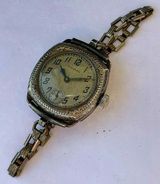 Antique 14 Karat Gold Fi.  1923 Waltham Sapphire Ladies Hand Winding Watch