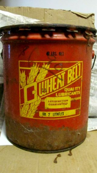 Vintage Rare Wheat Belt 5 Gallon Metal Can Bucket Quality Lubricants
