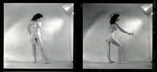 50s Bunny Yeager Pin - Up Nude Model In Artful Body Poses Contact Sheet 3