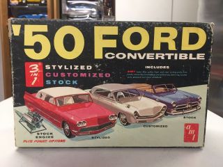 Unbuilt 1:25 Amt Model Car Kit 1950 Ford Convertible 3 In 1 T150 - 200