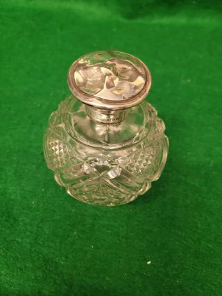 Antique Sterling Silver And Cut Glass Perfume Bottle From London 1859