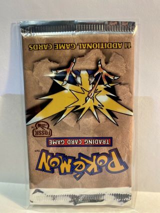 Factory Pokemon Fossil Booster Pack Zapdos Art WOTC 1999 Vintage Rare 3