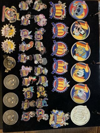 Rare Set Of 10 Year Pin Trading Pins Mixed With Pin Trading Day Pins 86 Pins