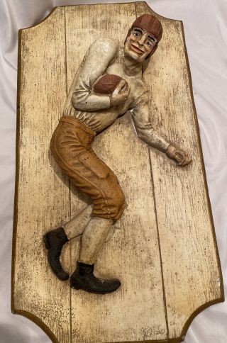 Rare Antique Plaster Wall Sculpture 1920’s Football Player Running Back